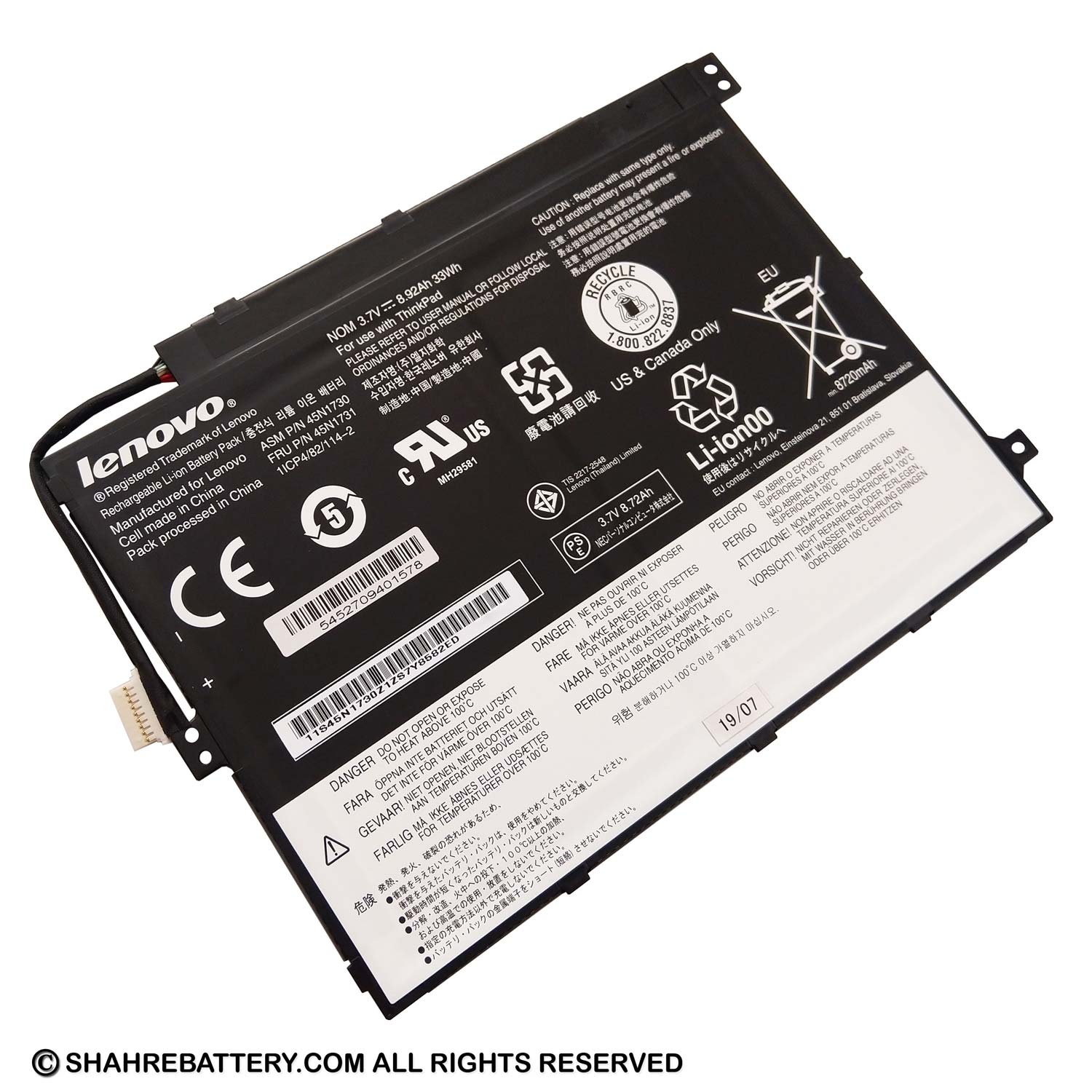 باتری اورجینال لپ تاپ لنوو Lenovo ThinkPad 10 45N1729 45N1731