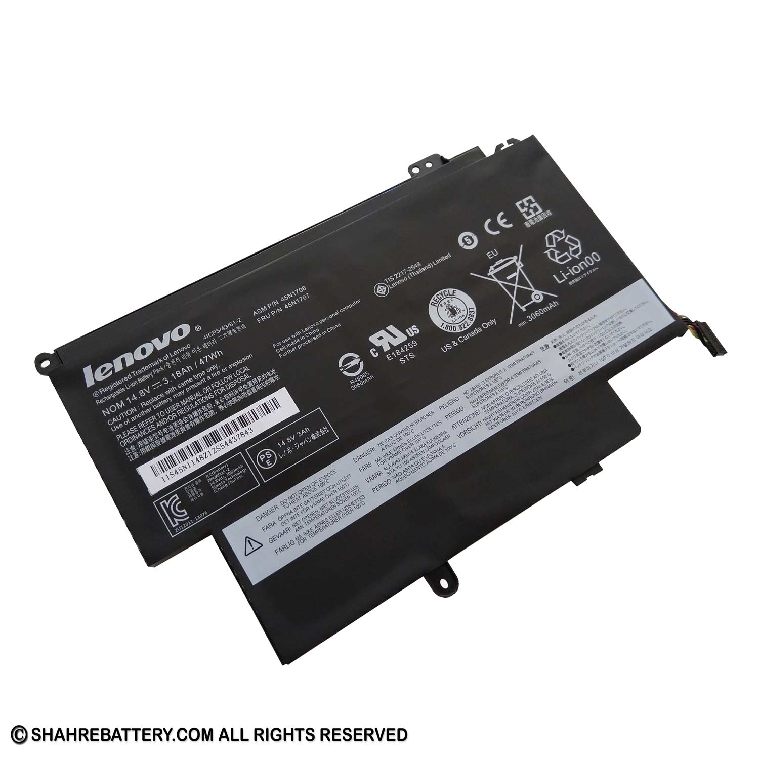 باتری اورجینال لپ تاپ لنوو Lenovo ThinkPad Yoga 12 45N1706